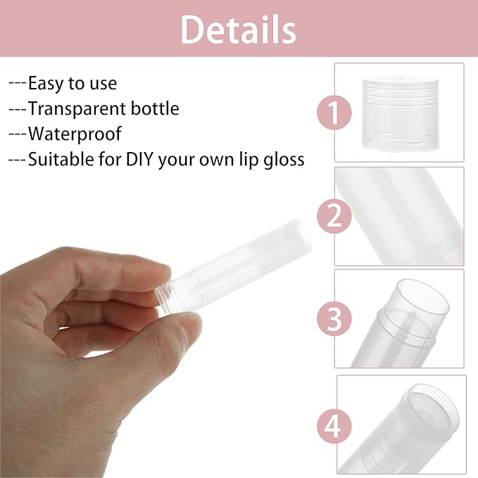 200PCS Lip Balm Tubes with Caps, Clear Lip Balm Tubes Empty Chapstick Tubes Empty Bulk for DIY Lipstick Homemade 3/16 Oz (5.5 ml)-VivaGrace Women