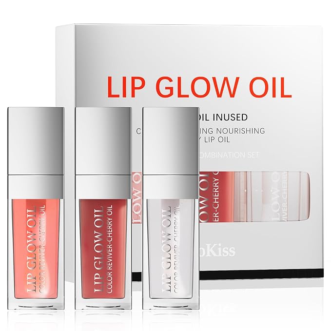 Lip Glow Oil Long Lasting Plumping Transparent Lip Balm Moisturizing Lip Oil Repairing Lip Lines and Prevents Dry Cracked for Lip Care and Dry Lips (Set-B)-VivaGrace Women