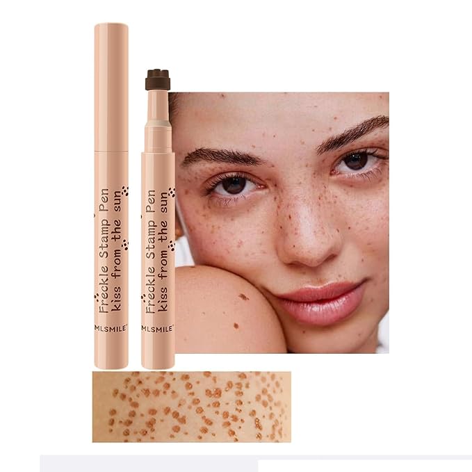 AKARY Stamp Freckle Pen Natural Lifelike Fake Freckles Makeup, Waterproof Long Lasting Quick Dry 5 Comb Corners Natural Like Face Freckle Makeup Pen for Effortless Sunkissed Makeup, 01-Light Brown-VivaGrace Women