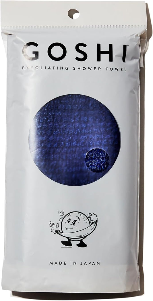 GOSHI Exfoliating Shower Towel - Rip-Resistant Exfoliating Washcloth for All Skin Types - Indigo Blue - Made in Japan-VivaGrace Women