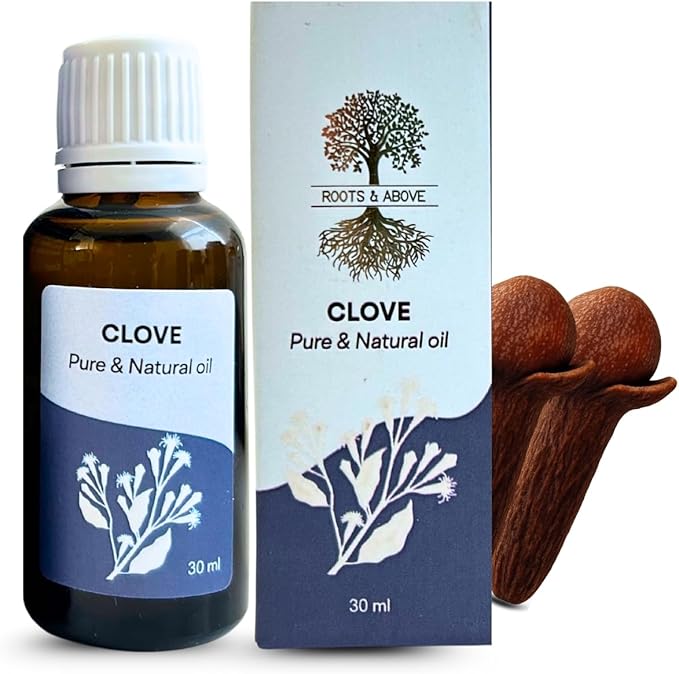 Roots & Above Clove Essential Oil 1.01 oz/30ml Pure Natural Cold-Pressed Oils for Skin, Hair, Massage, Diffusers, Humidifiers, DIY Beauty, Home Candle Making & Self-Care-VivaGrace Women
