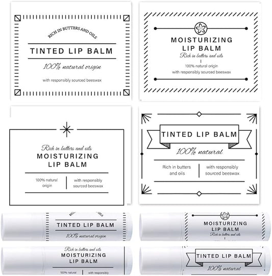 OLYCRAFT 100Pcs Self-Adhesive Lip Balm Tag Stickers 1.7x2.1 inch Waterproof Adhesive Label with Simple Label Rectangle Lipstick Tag Sticker for Lip Balm Container Tubes Lipstick Wrapping Decoration-VivaGrace Women