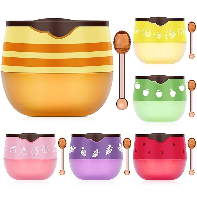 DMSKY 6 PCS Bee Lip Balm Honey Pot, Propolis Lip Mask Overnight, Moisturizing Hydrating Lip Sleeping Mask Prevention Dry and Cracked, Reduce Lip Lines-VivaGrace Women