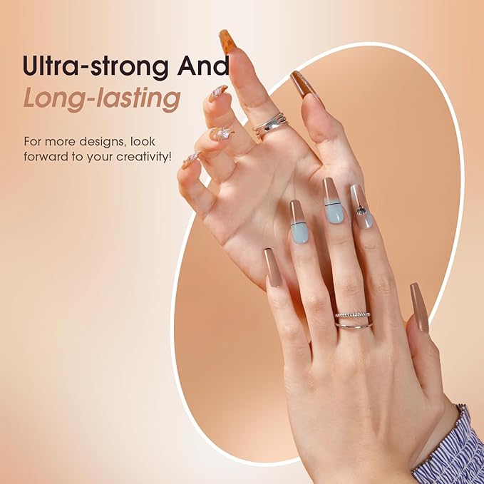 ROSALIND Poly Nail Gel Kit -8 Colors + Nail Art Accessories Kit Neon Poly Nails Gel Kit Starter Kit With Slip Solution Pro Clear Bright Colors Nail Extensions Gel Set with Mini UV Lamp-VivaGrace Women