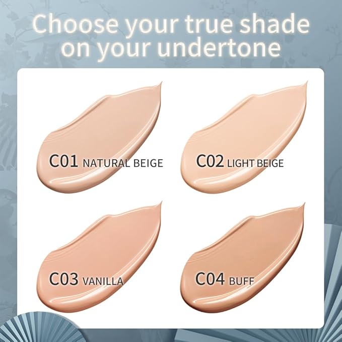 Catkin Phoenix Cushion Foundation Buildable Coverage Anti-Aging Serum Makeup, Sheer Satin Finish, Refill Included, Light Beige 0.46 Oz x 2, C04 BUFF-VivaGrace Women