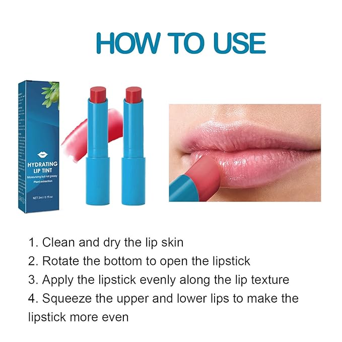 2pcs Thrive Lip Tint Hydrating, Strong Moisturizing Effect Tinted Lip Balm Hydrating, Natural Ingredients Sheer Moisture Lip Tint, Non-Sticky and Long-Lasting Lip Care-VivaGrace Women