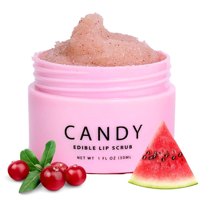 Minimo Candy Lip Exfoliator Scrub & Moisturizer - Lip Scrubber Exfoliator- Lip Brightening For Dark Lips Smoker| Removes Dead Skin from Dry Chapped Lips - Nourishes & Hydrates(1 oz) Juicy Watermelon-VivaGrace Women