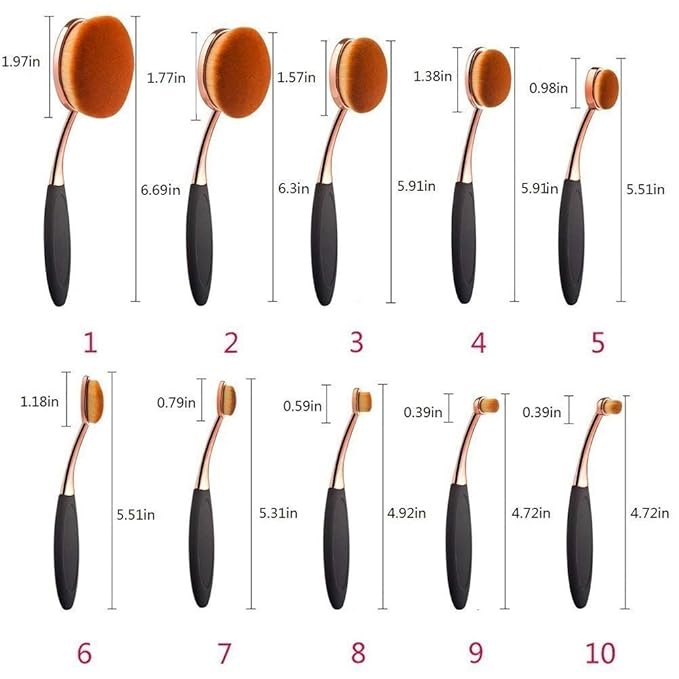 Yoseng Makeup Brushes Set 10Pcs Professional Oval Toothbrush Foundation Contour Powder Blush Conceler Eyeliner Blending Brush New Fashionable Super Soft Cosmetic Brushes Tool Set (Rose Gold 2 sets)-VivaGrace Women