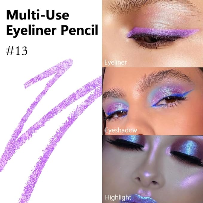 evpct Magic Purple Gel Eyeliner Pencil for Women Waterline Waterproof Smudge Proof Eye Makeup Liners, Purple Mascara Eye Liner Gel Liner Eyeliner with Sharpener delineador de ojos contra el agua 13