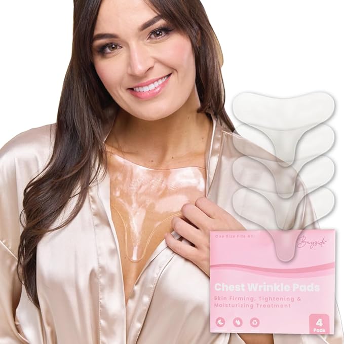 Chest Wrinkle Patches Reusable | Anti-Aging Patches for Fine Lines | Long-Lasting Wrinkle Pads for a Youthful Appearance | Skin-Safe Chest Care Solution | Includes 4 Durable Pads for a Smooth Look 4ct-VivaGrace Women