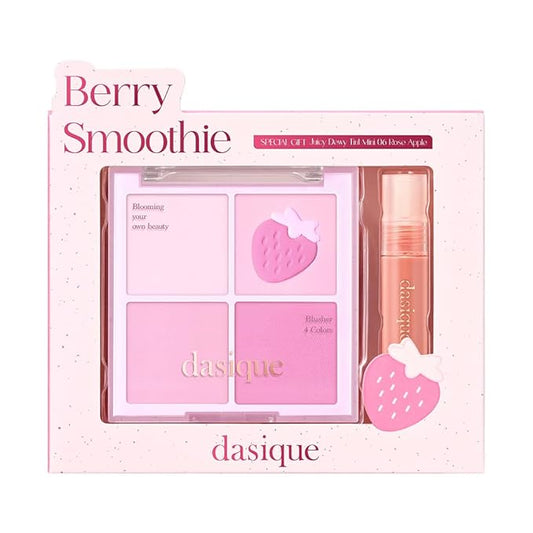 Dasique Blending Mood Cheek Special Edition #06 Berry Smoothie with FREE Juicy Dewy Tint Mini #06 Rose Apple | 4 Blendable Shades in Lightweight Smooth Powder | Korean Makeup-VivaGrace Women