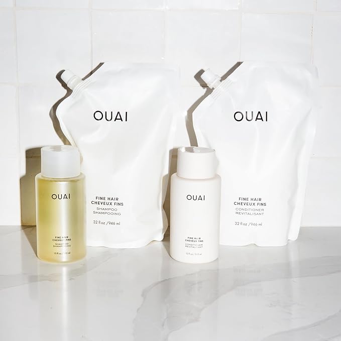 OUAI Fine Shampoo Refill - Volumizing Shampoo with Strengthening Keratin, Biotin & Chia Seed Oil for Fine Hair - Delivers Weightless Body - Paraben, Phthalate & Sulfate Free Hair Care (32 Fl Oz)-VivaGrace Women