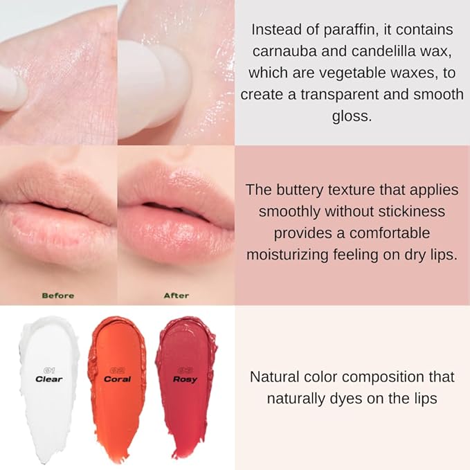 Smooth Butter Lip Balm 0.14 oz – Super Moisturizing Butter Lip Balm, Lip Repair & Care, Natural Color with Vegetable Wax, Shea Butter, All Day Hydration, Soothe Dry Chapped Lips (02 CORAL)-VivaGrace Women