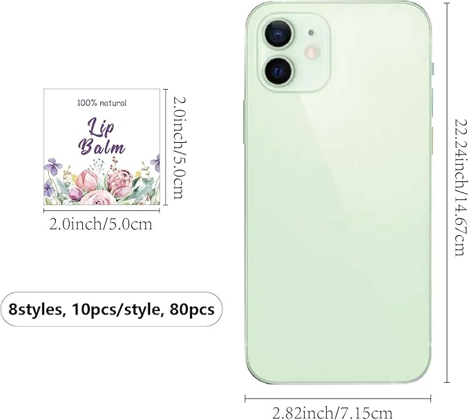 CRASPIRE 80Pcs 8 Styles Lip Balm Sticker Flower Self-Adhesive Homemade Lip Balm Labels Vintage Square DIY Plant Label Stickers for Lip Balm Containers Cosmetics Lipsticks-VivaGrace Women