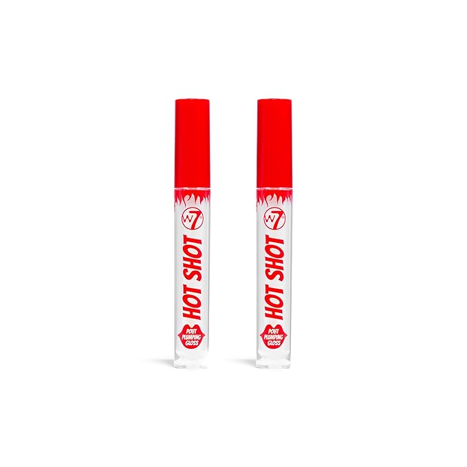 W7 Hot Shot Plumping Gloss Bundle - Enhancing Plump Effect For Fuller Lips - Clear, Natural, High Shine Finish - 2 Pack-VivaGrace Women