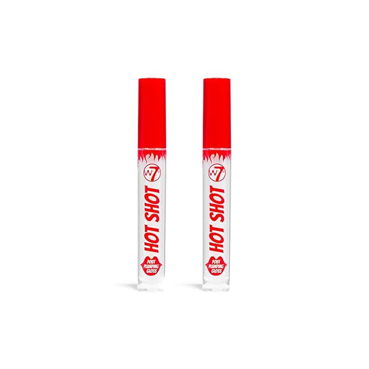 W7 Hot Shot Plumping Gloss Bundle - Enhancing Plump Effect For Fuller Lips - Clear, Natural, High Shine Finish - 2 Pack-VivaGrace Women