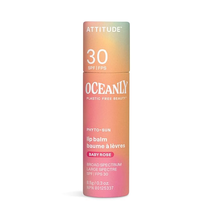 ATTITUDE Oceanly Tinted Lip Balm with SPF 30, EWG Verified, Plastic-Free, Broad Spectrum UVA/UVB Protection with Zinc Oxide, Vegan, Unscented, Baby Rose, 0.3 Ounce-VivaGrace Women