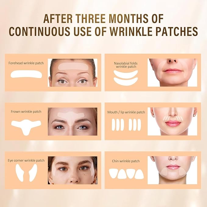 Facial Wrinkle Patches - 192 Pcs Face Patches for Overnight to Reduce Forehead Wrinkles, Smile Lines, Fine Lines & Chin Wrinkles, Anti Wrinkle Facial Patch for Women-VivaGrace Women