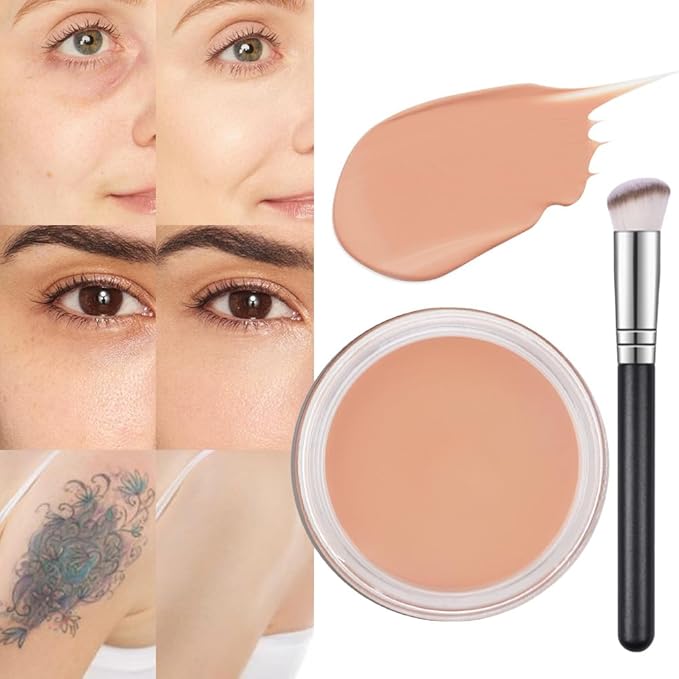 Kaely Pot Concealer Full Coverage Set,under Eye Brightener Concealer for Conceals Dark Circles,Waterproof Foundation Face Makeup Brush Kit,Color Correcting Concealer,Eye Ring corrector de ojeras 03-VivaGrace Women