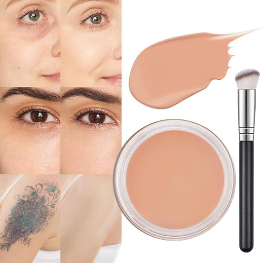 Kaely Pot Concealer Full Coverage Set,under Eye Brightener Concealer for Conceals Dark Circles,Waterproof Foundation Face Makeup Brush Kit,Color Correcting Concealer,Eye Ring corrector de ojeras 03-VivaGrace Women