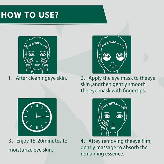 Under Eye Mask,30 pairs Green Tea Extract Anti-Aging Under Eye Mask, Firming Eye Mask, Green Tea Eye Patches,for Eye Moisturizing Dark Circles, Wrinkles, Fine Lines, Under Eye Bags-VivaGrace Women