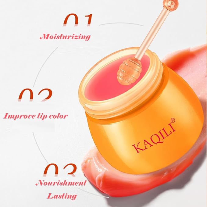 Honey Lip Balm Pot, Propolis Lip Mask, Strawberry Hydrating Propolis Lip Sleeping Mask, Prevent Dry&Cracked, Lip Repair Nourishes the Lip Skin (strawberry & blueberry & peach & avocado)-VivaGrace Women