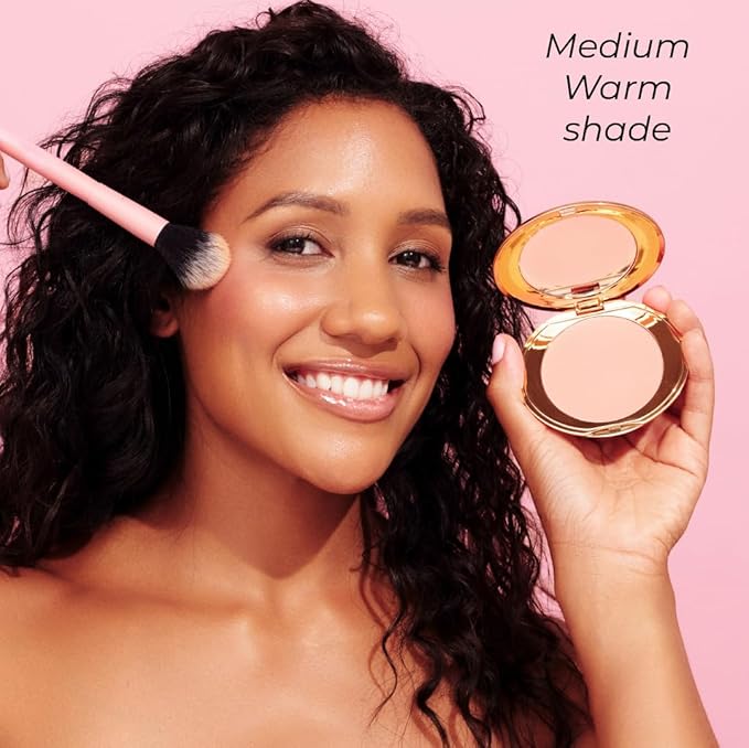 MCoBeauty Miracle Flawless Pressed Powder, Medium Warm Shade, Oil-Control, Soft-Focus Finish with Hydrating Rose Flower Extract & Sweet Almond Oil, Vegan, Cruelty Free Cosmetics-VivaGrace Women