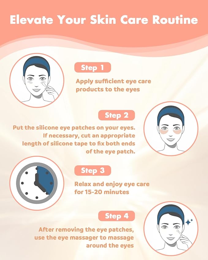 Under Eye Patches Silicone - Reusable Eye Patches + Silicone Fixing Tape Cuttable, Eye Wrinkle Patches, Reusable Eye Mask, Plump Fine Lines & Wrinkles, Eye Cream Applicator + Silicone Bag-VivaGrace Women