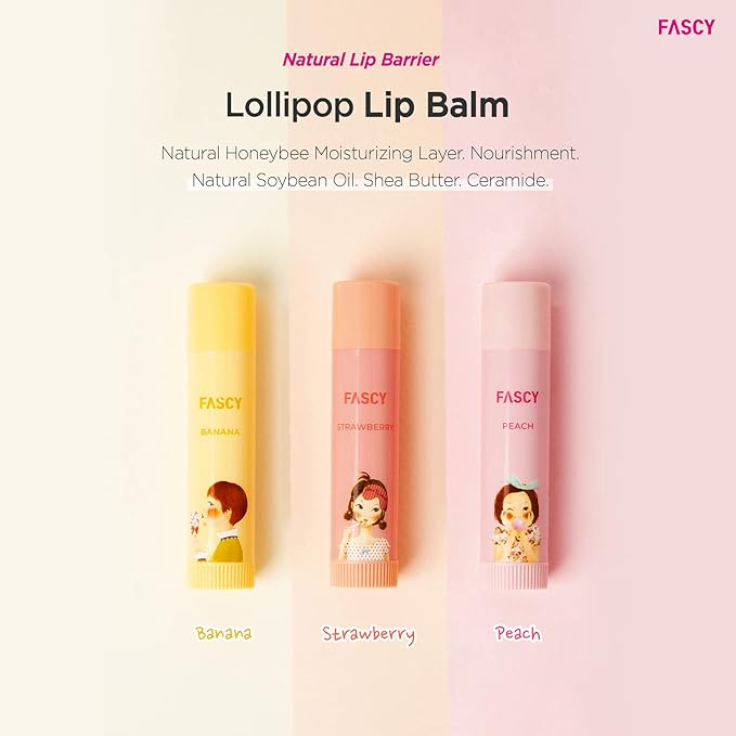 FASCY Lollipop Lip Balm Banana, Lip Balms & Moisturizers, Korean Lip Balm, Korean Lip, Korean Lip Products, Paraben Free, Moisturizing, 0.13 Oz, (Banana)-VivaGrace Women