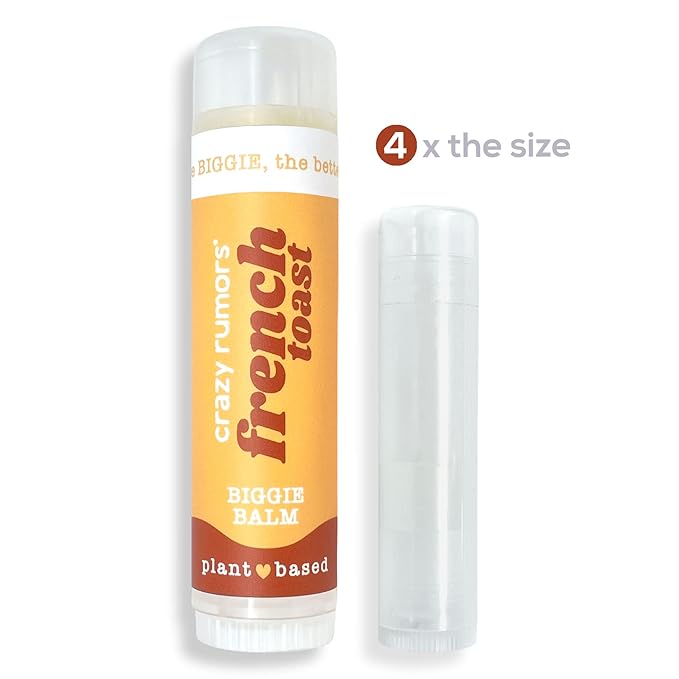 Crazy Rumors Biggie French Toast Flavored All Natural, Plant Based Lip Balm to Moisturize and Nourish your Lips - French Toast tube 0.6 oz (4x Larger than standard 0.15 oz lip balm)-VivaGrace Women