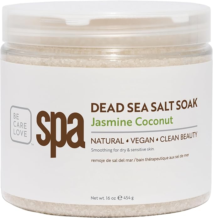 BCL SPA Dead Sea Salt Soak - Bath Salt with Organic Jasmine + Coconut, Shae Butter, Arnica, Aloe Vera Juice, Chamomile, Argan Oil & Jojoba Oil Skin Exfoliator - Home/Professional Use 16 fl oz-VivaGrace Women