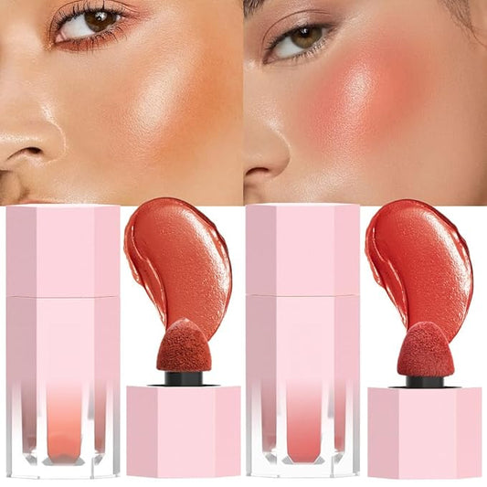 evpct 2Pcs Soft Cream Velvet Liquid Blush Makeup for Cheeks Lips, Moisturizing Lightweight Blendable Feel Waterproof Long-Wearing Smudge Proof Natural Matte Finish Looking Dewy Cheek Tint D110 & D112-VivaGrace Women