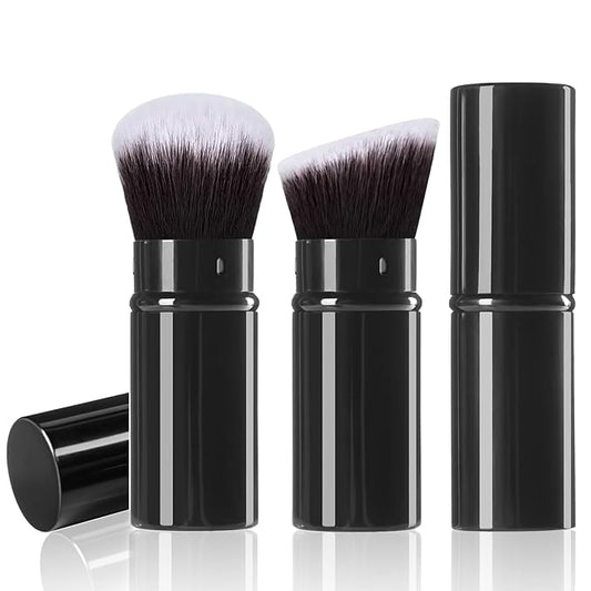 Makeup Brush 2 Pack, Retractable Travel Kabuki Powder Makeup Brush, Foundation Face Blush Brushes for Blending Liquid, Blush, Bronzer, Buffing, Sunscreen,Flawless Cosmetics-VivaGrace Women
