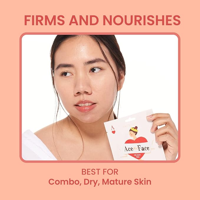 FACETORY K Beauty Face Mask Skin Care - ACE THAT FACE FIRMING COLLAGEN Sheet Mask with Collagen & Mushroom Extract | Collagen Face Mask Plumping Glowing Skin (5 Pack)-VivaGrace Women