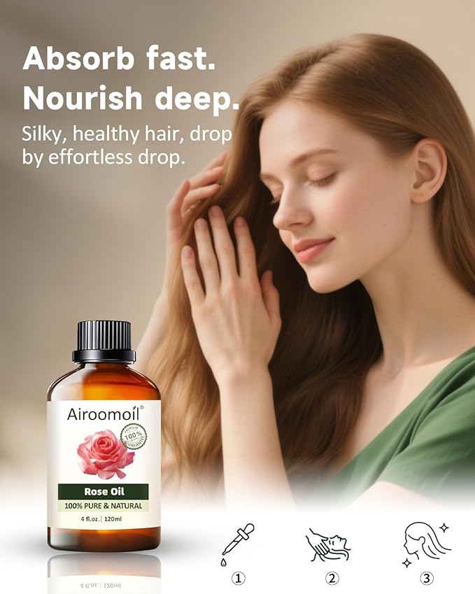 Pure Rose Essential Oil, 100% Pure Natural Rose Essential Oil, Premium Grade Essential Oils for Diffusers for Home, Skin, Care Massage, Soap Making, Aromatherapy, 4 Fl Oz | 120ml-VivaGrace Women