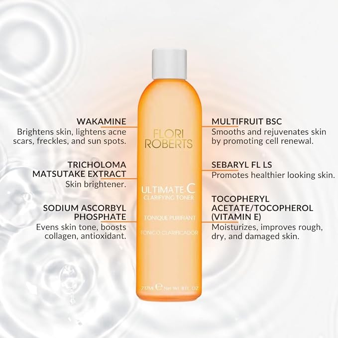 Ultimate-C Clarifying Toner by Flori Roberts, Facial Toner for Women of Color or Deeper Skin Tones, Protects Against Signs of Aging, Refreshing, Hydrating, Calming, Alcohol-Free-VivaGrace Women