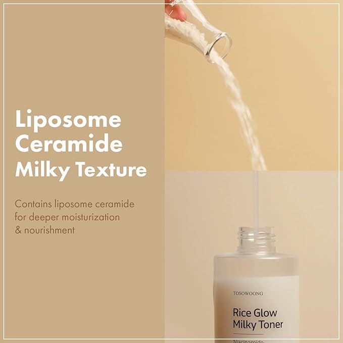 Rice Glow Milky Toner with 784,000ppm Korean Rice Water, Niacinamide, Ceramides, Panthenol, Glow, Glass Skin, Hydrating, Purifying, Fragrance-Free, Korean Skin Care, 250ml, 8.45 fl.oz.-VivaGrace Women