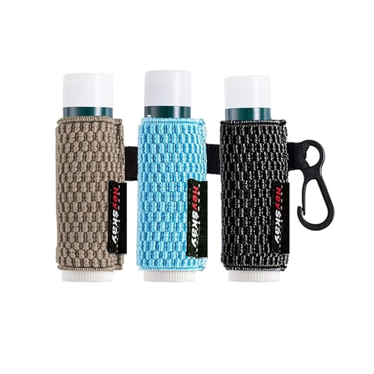 3PCS Lip Balm Holder Sleeves Keychain Chapstick Holder Keychain Lip Gloss Holder Keychain Chapstick Elastic Sleeves(Black/Brown/Light Blue)-VivaGrace Women