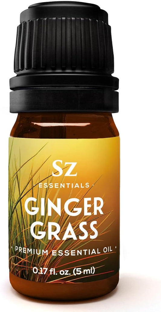 – Ginger Grass Essential Oil – 100% Pure & Undiluted (Cymbopogon martinii VAR. Sofia)– Fresh Citrusy Earthy Aroma – Aromatherapy, Perfumery, Skin Care – Therapeutic Grade - 1/6 oz. 5 mL-VivaGrace Women
