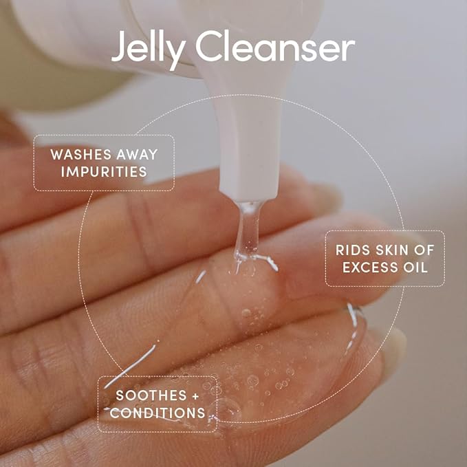 Jelly Cleanser - Daily Gentle Face Wash Enriched with Aloe Vera Gel - All Skin Types, Vegan, Cruelty Free, Fragrance Free, 5.07 FL OZ