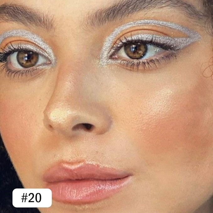 evpct Silver Grey Gel Eyeliner Pencil for Women Waterline Waterproof Smudge Proof Eye Makeup Liners, Silver Mascara Eye Liner Gel Liner Eyeliner with Sharpener delineador de ojos contra el agua 20