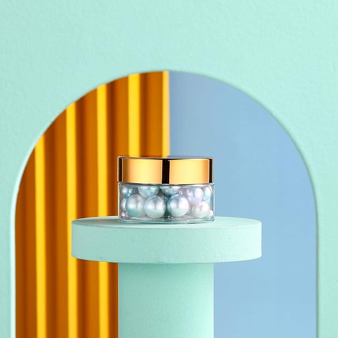 SATINIOR 24 Pieces Empty Clear Plastic Jars with Lids Round Storage Containers Wide-Mouth for Beauty Product Cosmetic Cream Lotion Liquid Butter Craft and Food (Gold Lid,1 oz)-VivaGrace Women