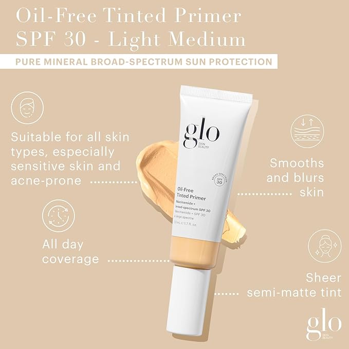 Glo Skin Beauty Oil-Free Tinted Primer SPF 30, (Light Medium), 1.7 oz - Mineral Makeup for Face, 4-in-1 Foundation Primer, Sheer Coverage, Skincare & Sunscreen With Broad Spectrum UVA/UVB Protection-VivaGrace Women