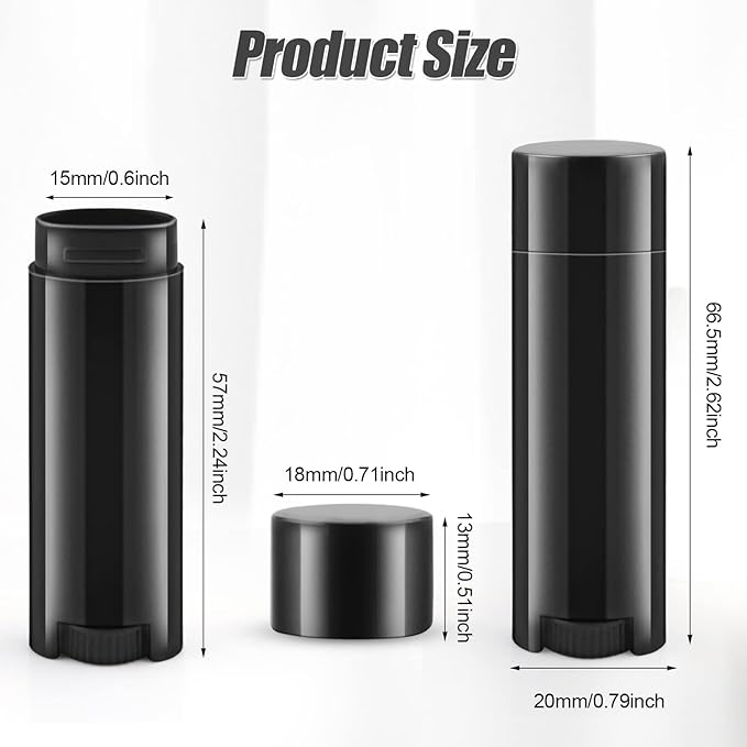 40 PCS 4.5g Oval Lip Balm Tubes Plastic Twist-up Filling Stick Refillable Lipstick Tube Containers for Chapstick Homemade Lip Balm DIY Deodorants Crayon (Black)-VivaGrace Women