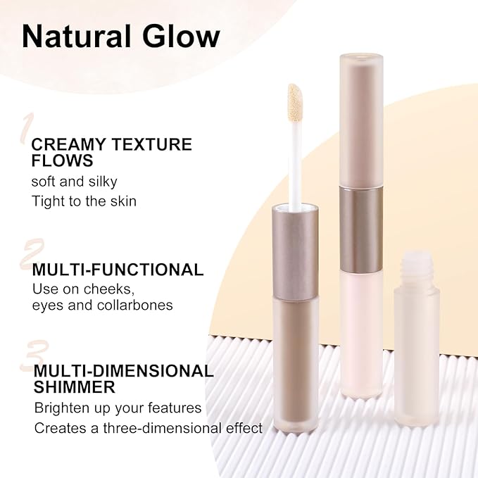 2 in 1 Bronzer and Highlighter Stick,Non-greasy & Non-drying Contour Pencil,Easy to Create a Natural Shimmery Finishing,Long Lasting & Waterproof Face Brighten Make up Pen-VivaGrace Women