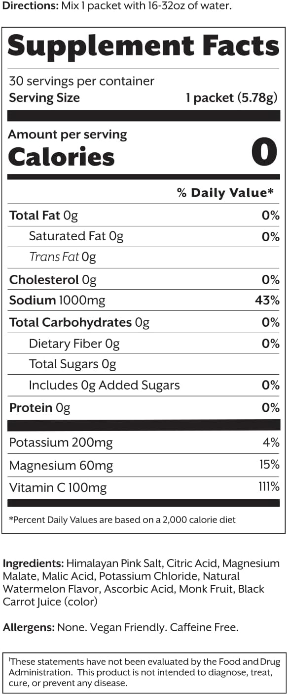 ProMix Nutrition Electrolytes Powder Hydration Packets - Himalayan Pink Salt, Magnesium, Potassium, Vitamin C - Salted Watermelon, Lightly Sweetened - 30 Servings (Pack of 30)-VivaGrace Women