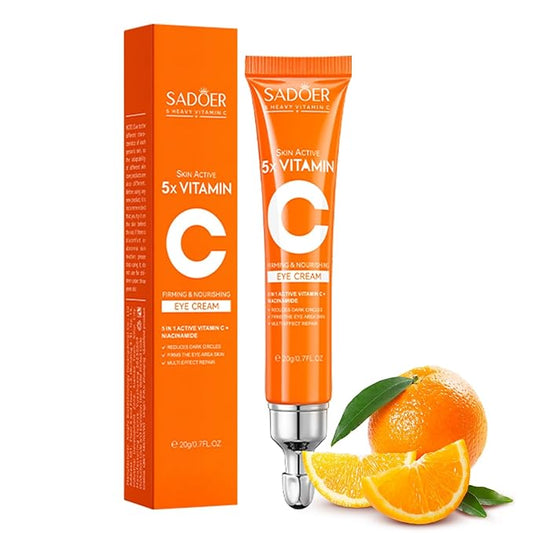 5 in 1 Vitamin C Eye Cream for Dark Circles and Puffiness - Eye Cream Anti Aging - Under Eye Cream for Puffiness and Bags Under Eyes - Eye Bag Cream for All Skin Types - Rejuvenate Your Eye Area-VivaGrace Women