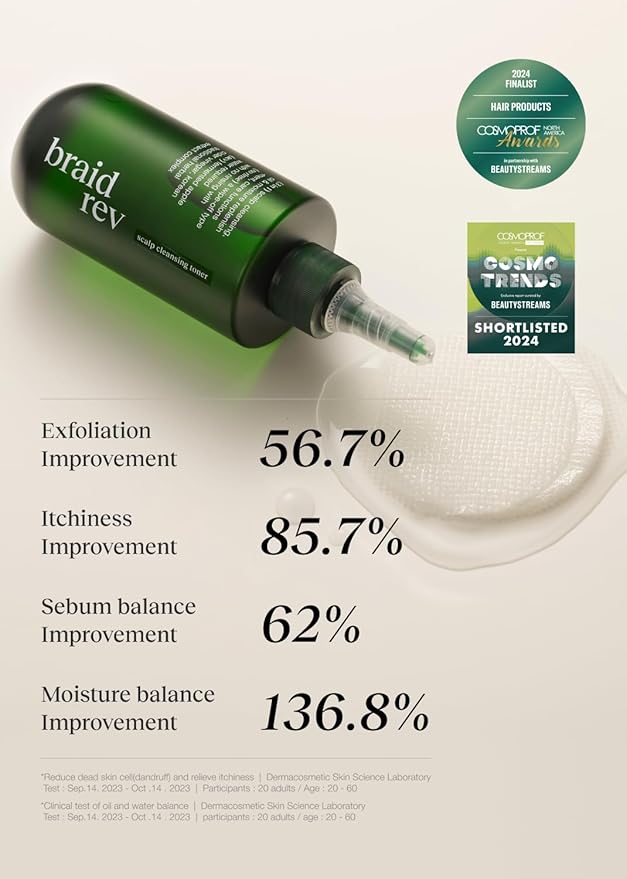 Braid Rev Scalp Cleansing Toner for Braiding Hair, Apple Cider Vinegar Scalp Treatment Exfoliator, No-Rinse, Scalp Treatment for Dry & Itchy, Moisturizing Braid, Detoxify, 6.76 Fl Oz-VivaGrace Women