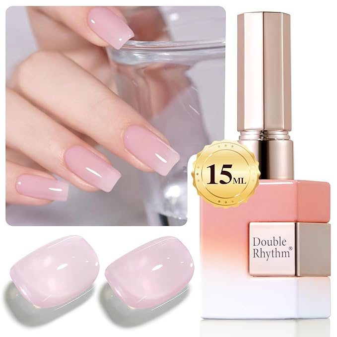 Double Rhythm Gel Polish Translucent Sheer Neutral Natural Light Milky Same Color Same Bottle 15ML Jelly Polish Art DIY at Home (Light Pink-A1381)-VivaGrace Women