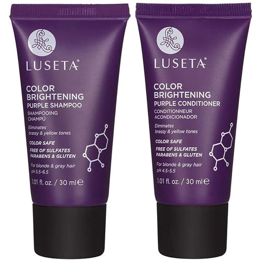 Luseta Color Brightening Purple Shampoo and Conditioner Travel Kit for Blonde and Gray Hair -Infused with Cocos Nucifera Oil to Help Nourish, Moisturize and Condition Hair, 2x1.01oz-VivaGrace Women